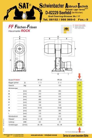 SAT-Datenblatt FF Flächenfräsen ROCK – technische Daten FF1/3, FF2/4, FF3/5