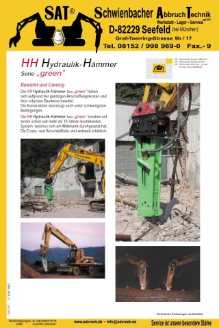 SAT-Prospektblatt zur Hydraulikhammer-Serie "green"